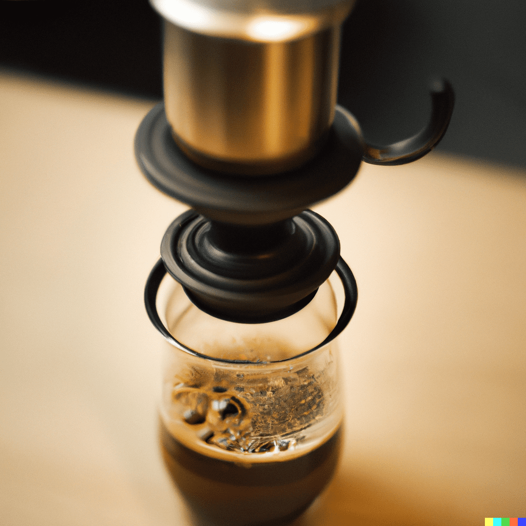 Aeropress Device Brewing Single Cup of  Coffee