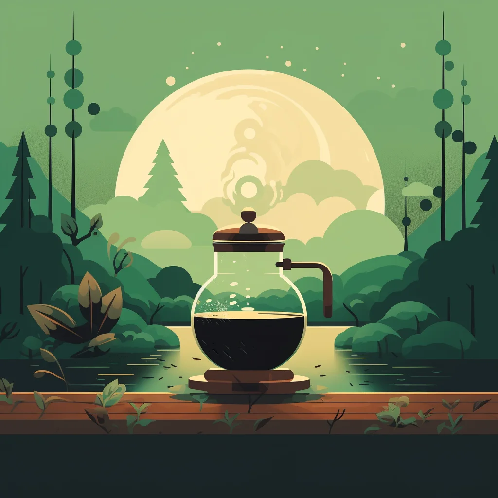 coffee pot in the woods flat design